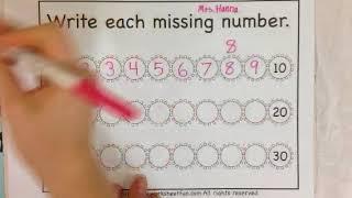 Counting and writing numbers 1-30