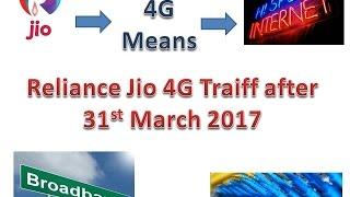 Reliance JIO 4G traiff plans effective from 1st April 2017 - English