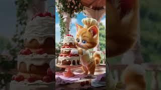 Cake Time with Adorable Kittens! #cat #beautiful #love #food #trending #trendingshorts #trend#like