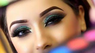 Asian Bridal Makeup | Mehndi Makeup And Hairstyling | Traditional Look | Green Smokey Eyes