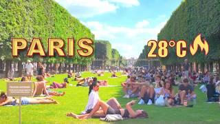 Hot summer in Paris 28°C - HDR walking tour in Paris, France | Paris 4K ultra HD