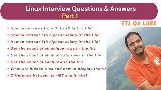 ETL Testing | Unix Interview Questions & Answers | Linux commands interview questions | Part 1