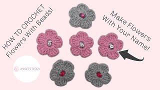 How To Crochet a Flower With Beads | Crochet FAST 5 Petal Flower Tutorial 