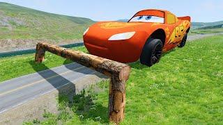 Cars vs Logs on the Road - BeamNG.Drive