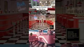 Checkerboard Floors!! Turning my Kitchen into a 50s Diner // Part 4 #shorts