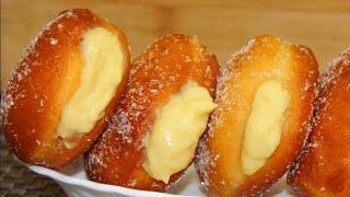 (no oven)Vanilla Custard Cream filled doughnut | Vanilla Custard Cream doughnuts | Yummy taste