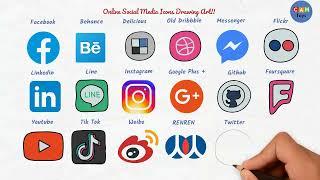 Online Social Media Icons Drawing Art   Cambo Toys Drawing Art