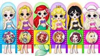 Disney Princess, Wednesday & Barbie Become Ever After High | DIY Paper Dolls Fashion