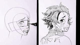 Draw Tanjiro - Step by step - Demon Slayer