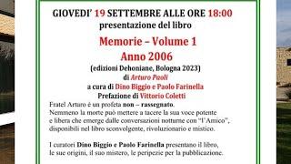 ARTURO PAOLI - Presentazione libro ''MEMORIE - Vol. 1''