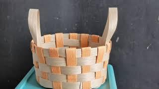 用日本纸藤编了一个可爱的小收纳篮\\如何纺织小篮子\\How to spin a small basket