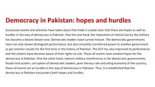 English Essay: Democracy in Pakistan - Hopes and Hurdles|| Imp English Essay of CSS/PMS#essay#css