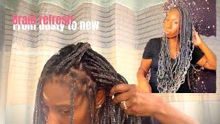 Braid Refresh | How to get crinkled ends #boxbraids #hairtransformation #crinkledends