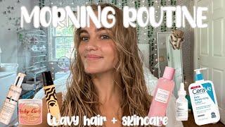 MORNING ROUTINE!! Skincare + trying Gretas wavy hair routine