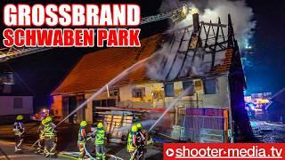   GROSSBRAND im SCHWABEN PARK   | Großeinsatz mit Drehleiter aus Welzheim | Glatteis