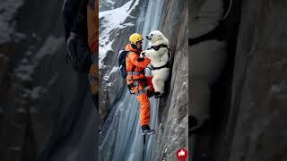 Heartwarming Rescue Polar Bear Cub Saved from Icy Crevasse  #polarbearrescue #animalrescue