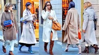 January Milan Street Style Trends, Fashion Walk and Window Shopping.