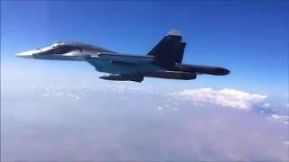 Russian Su-34 launching guided bomb KAB-500 and KAB-1500 over Syria