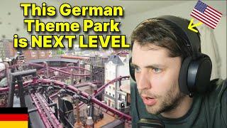 American reacts to Phantasialand (crazy German theme park)