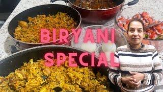 Jaffna-style Biryani Special (with Eggplant Curry and Tomato Salad)