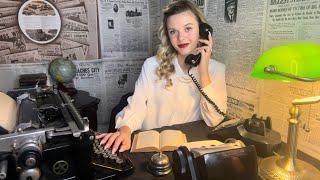 ASMR 1940s Office Secretary Roleplay  (typewriter, rolodex, rotary phone, etc)