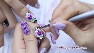 Cách vẽ cọ bản Gel mẫu nail Hoa Lan | KellyPang Nail