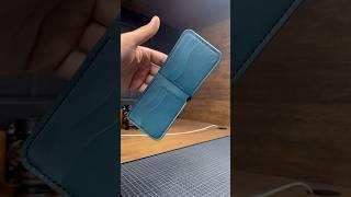 Making leather bifold wallet in blue #asmr