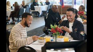 Michaël Brun & John Legend have lunch in Springfield, Ohio