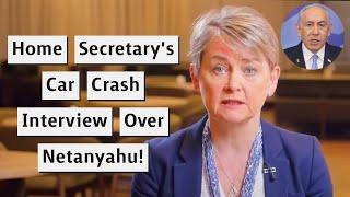 Home Secretary's Car Crash Interview Over Arrest Warrent For Benjamin Netanyahu!