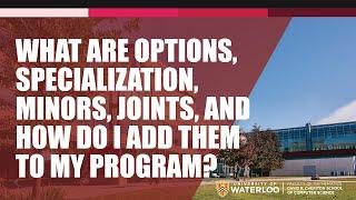 What are options, specialization, minors, joints, and how do I add them to my program?