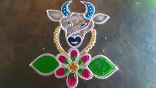 maattu Pongal special 5*3 simplemaadukolam/#simplerangoli/sangaranthicolorrangoli/gokulramyakolangal