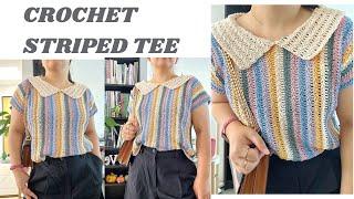 CROCHET STRIPE TEE | CROCHET TOP | CROCHET BY BEV