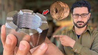 A great idea to make a broken truck spindle Nut on a lathe without using a milling machine