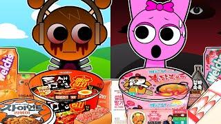 Incredibox Sprunki - Oren VS Pinki Convenience Store ORANGE PINK MUKBANG | Incredibox Animation