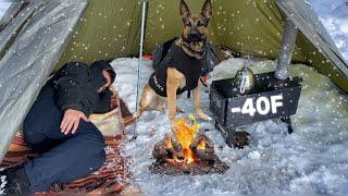 EXTREME HEAVY SNOWSTORM -40° Solo Winter Camping 4 Days | Snowstorm hot tent camping in alaska