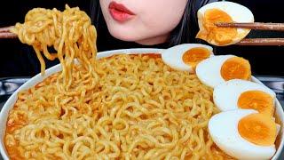 ASMR SPICY CHEESE BULDAK RAMEN NOODLE WITH BOILED EGG 
