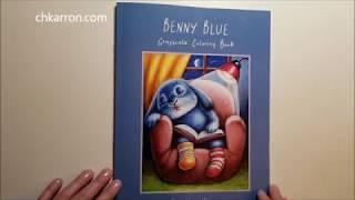 Benny Blue Grayscale Coloring Book by Christine Karron flip through book trailer