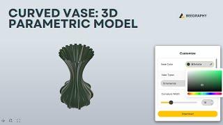 Curved Vase: 3D Parametric Model/ BeeGraphy 3D Configurator/ 3D Model Marketplace