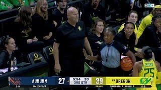 FLOPPING Technical Perplexes Coach | #23 Oregon Ducks vs Auburn | B1G Women's College Basketball