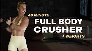 40 MIN FULL BODY CRUSHER | + Weights | Strength and Conditioning | No Repeat | Dumbbell or Plate