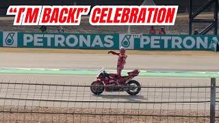 Marc Marquez Showing Off "I AM BACK" Celebration after Winning Thai GP