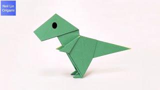 【Neil Lin】Origami Dinosaur Tutorial - How to make a Paper Dinosaur (easy cute dinosaur)#easy origami