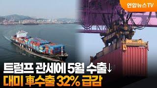 트럼프 관세에 5월 수출↓…대미 車수출 32% 급감 / 연합뉴스TV (YonhapnewsTV)