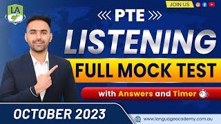 PTE Listening Full Mock Test with Answers | October 2023 | Language Academy PTE NAATI & IELTS