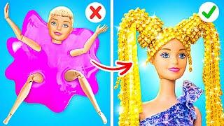 RICH VS BROKE DOLL MAKEOVER New Awesome Hairstyle for Barbie‍️ Tiny DIYs by 123 GO!