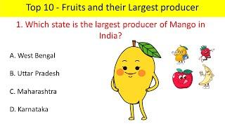 Top 10 | Fruits and its Producers | SSC & Competitive Exams | #generalknowledge #gk #facts #top10