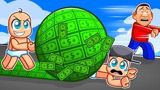 Building The BIGGEST MONEY BALL With MY FAMILY in Roblox!