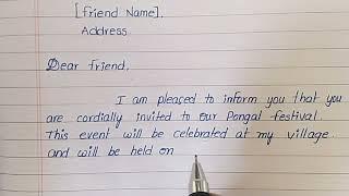 write a letter to your friend to invite Pongal event | letter to your friend | letter writing