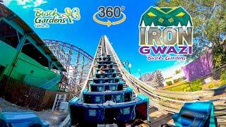 VR 360 Iron Gwazi Roller Coaster On Ride Back Seat POV Busch Gardens Tampa 2023 10 31