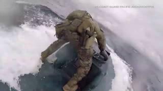 Raw: Coast Guardsman jumps onto narco-submarine loaded with drugs in Pacific Ocean I ABC7